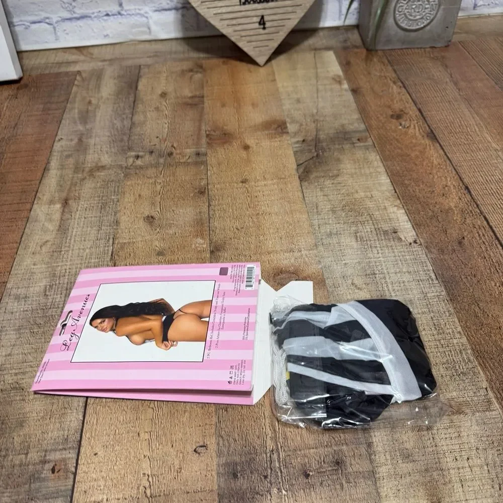Leg Avenue 2 PC Bedroom Ref Sexy Costume, Black/White, One Size nwt
